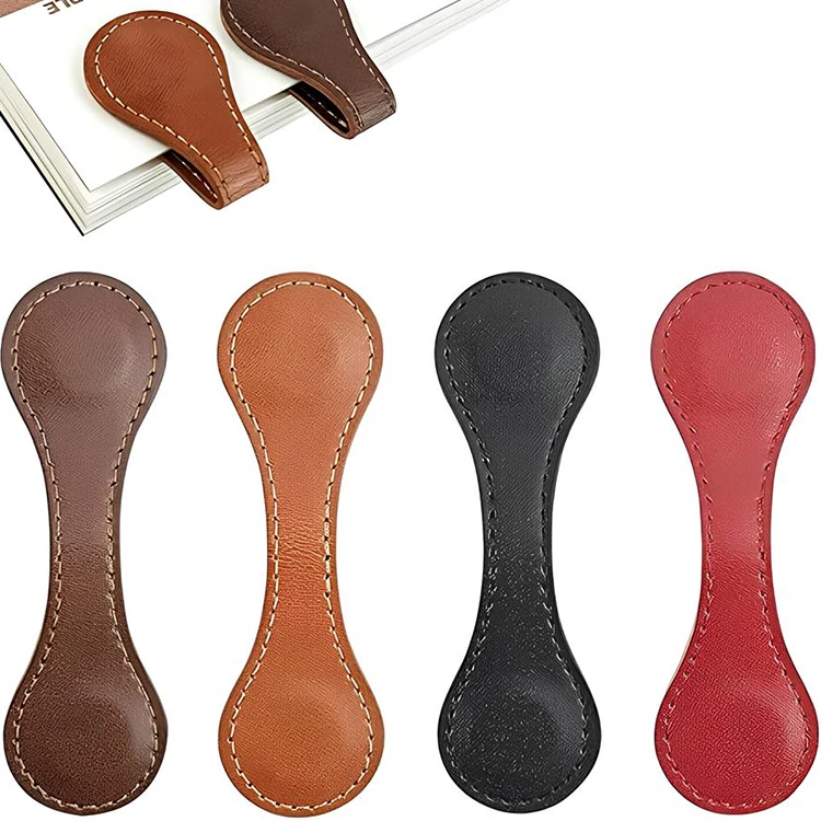 Handmade Wholesales Custom Laser Logo Blanks Pu Leather Magnetic Bookmarks Gift for Readers