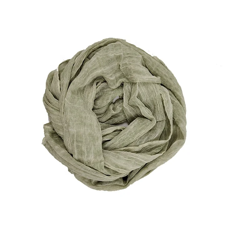 Custom Summer Lightweight Voile Scarf 100% Cotton Pink Green Plain Natural 220 X 60 Chiffon Hijab Scarves For Ladies Wholesale