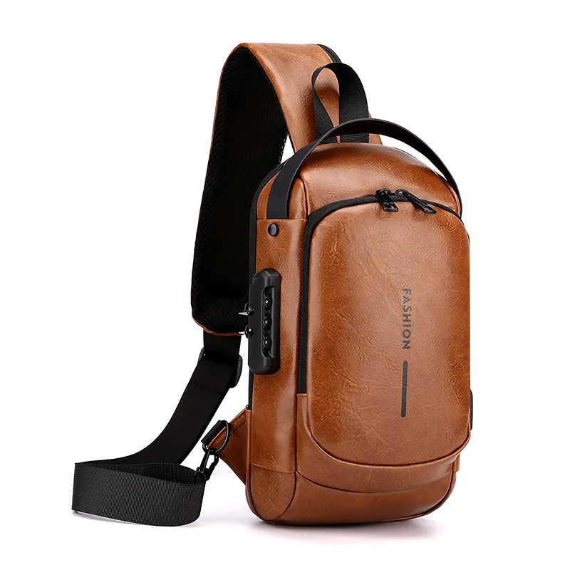2024 bolsa hombre new fashion waterproof chest bag USB men Crossbody Sling Bag Men Crossbody Bag For Men