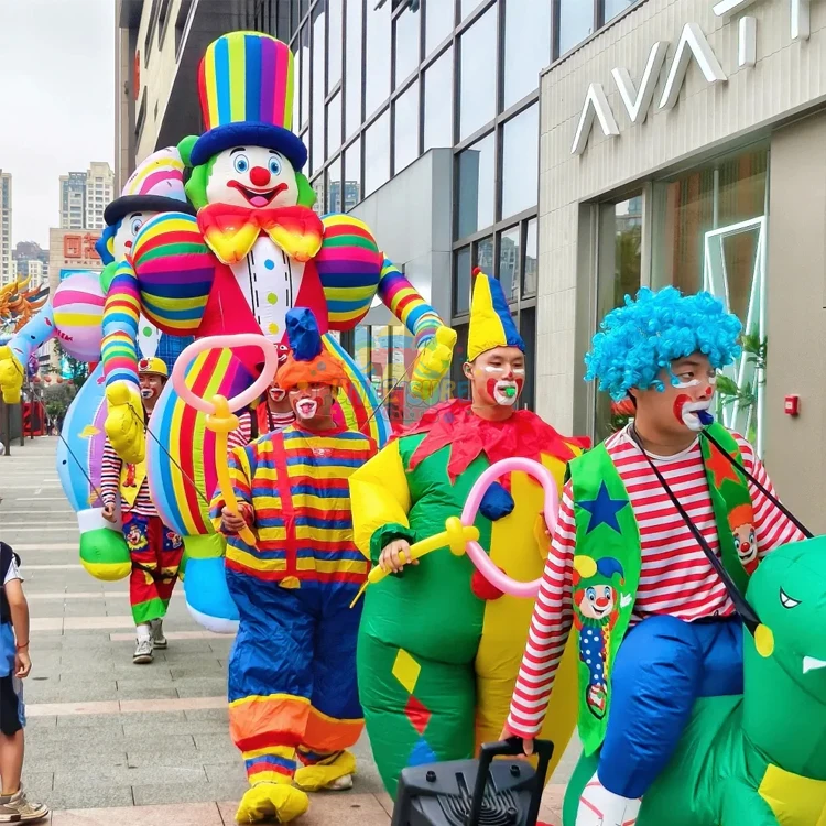 Outdoor circus parade cartoon puppet air blow up walking figure inflatable clown costume