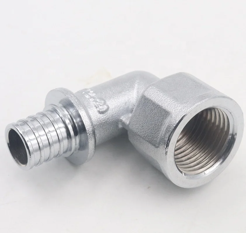 Brass sliding hose barb elbow fitting for pex pipe