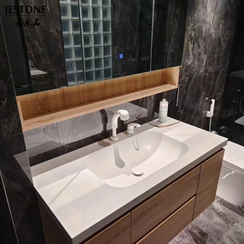 Modern Custom Made Bathroom Corians Solid Surface Kitchen Integrated Vanity Sinks