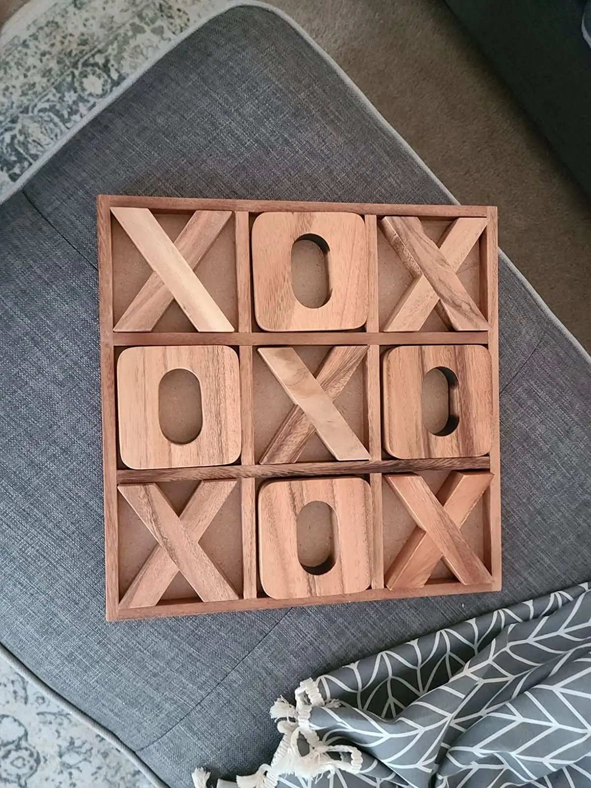 Tic Tac Toe Board Game With Wooden Storage Drawer Classic Wood Game