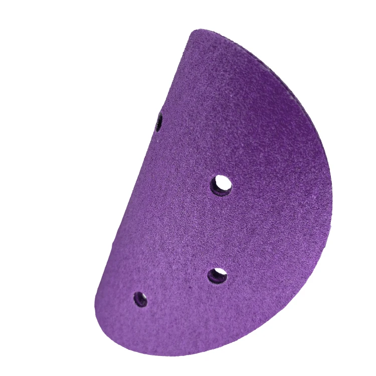 ceramic abrasive disc 6 inch 15 holes 150 mm hook and loop sand paper automotive sandpaper purple sanding disc