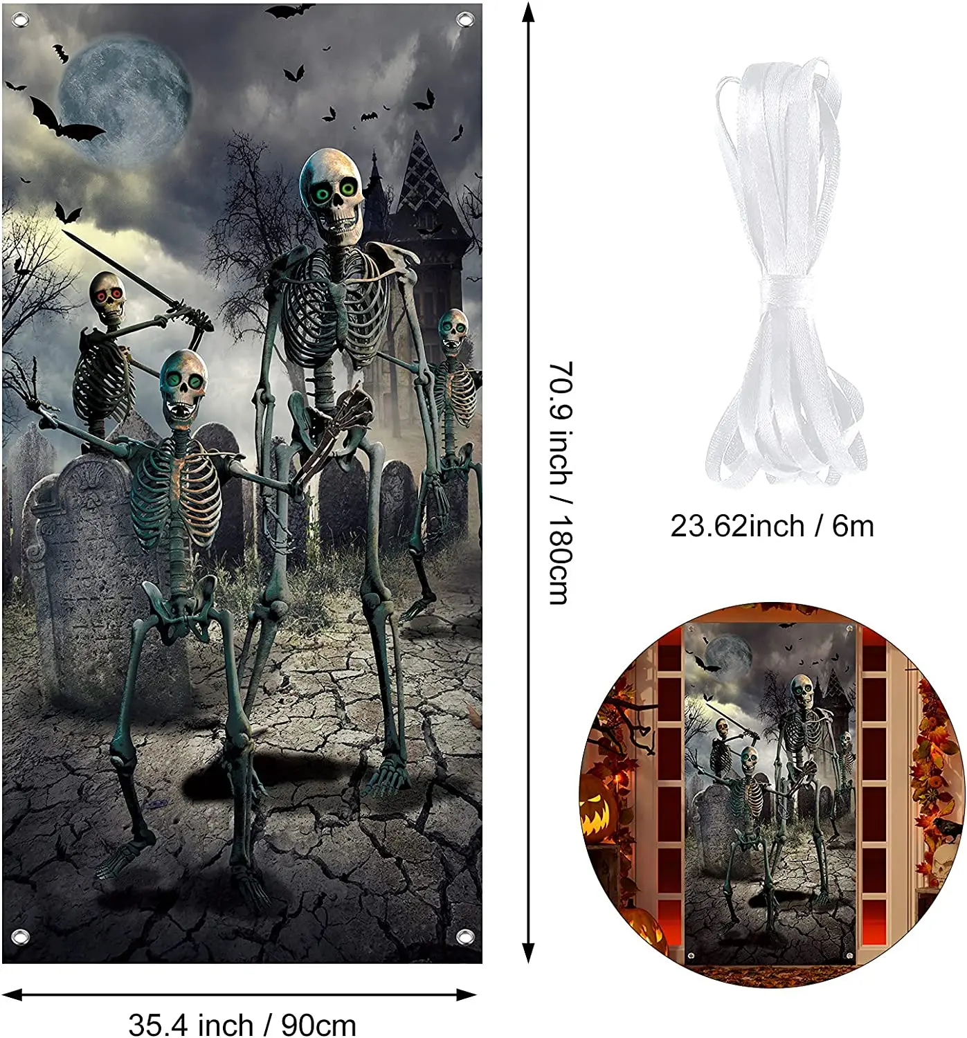 Scary Halloween Event Banner Decoration Waterproof and Biodegradable Door Cover for Halloween Party