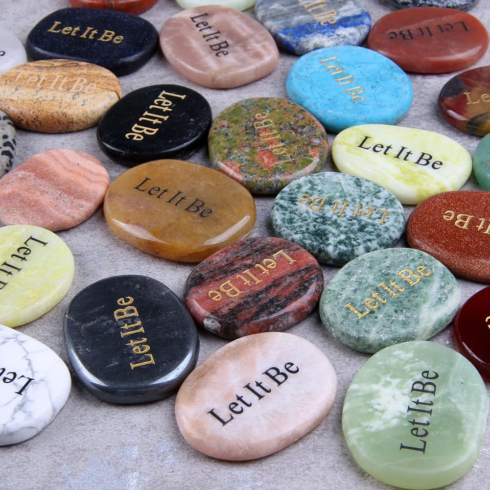 Bulk Wholesale Natural Gemstone  Engraved Inspirational Words Pocket Stones