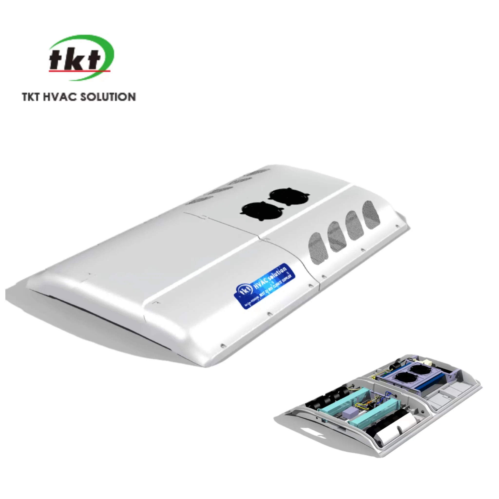 Universal battery 6-7m bus Roof top Mounted electric Air Conditioner with 16KW cooling and Heat pump is optional