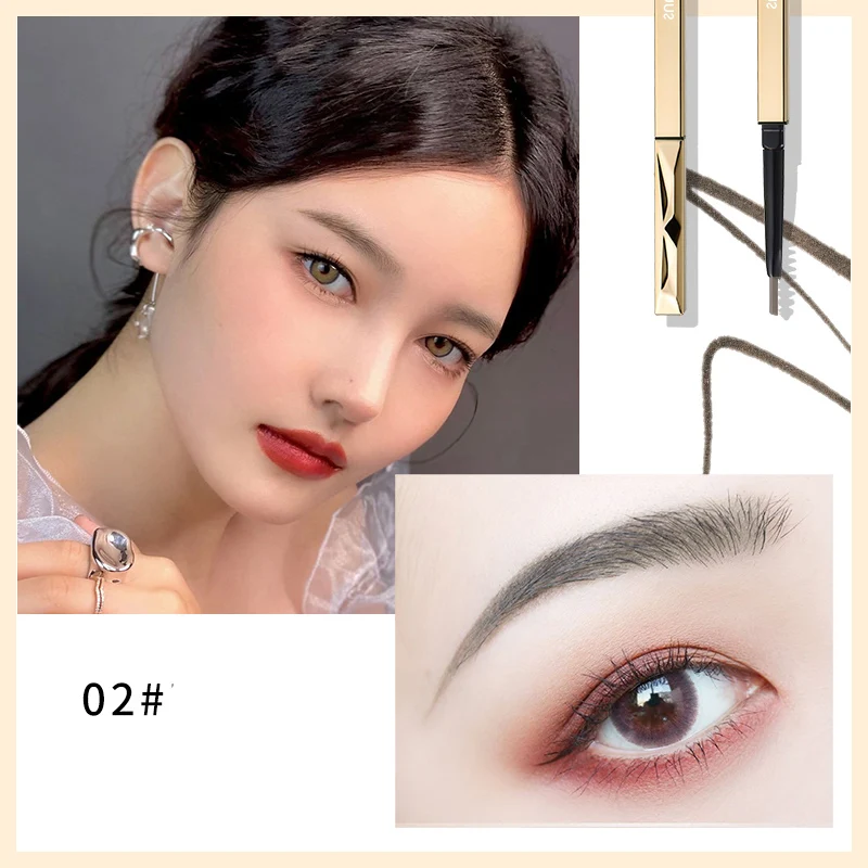 Wholesale Double Head Professional Makeup Eyebrow Painting Waterproof Black Fill Fluff Eyebrow Pomade Pencil Brush