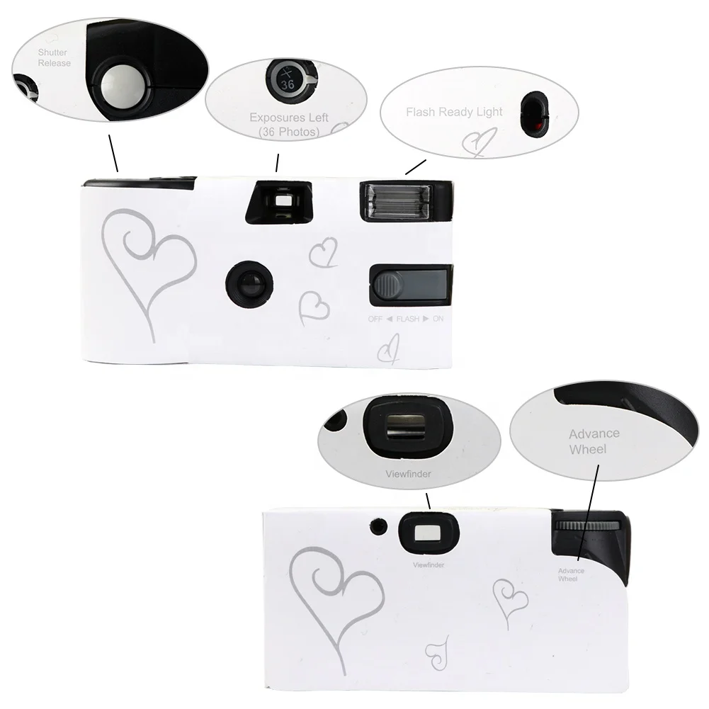 OurWarm рекламный подарок простой глянцевый 35 мм белый одноразовый фотоаппарат для свадьбы любой вечеринки