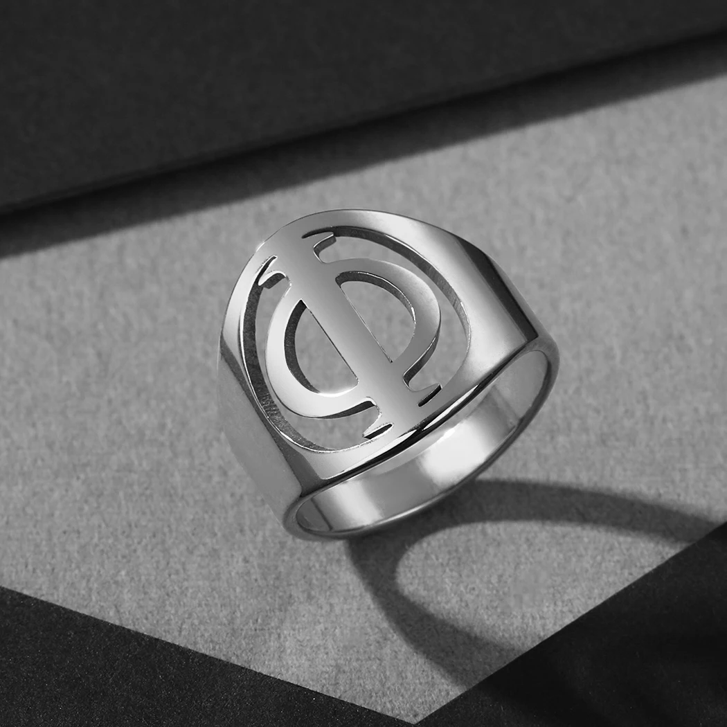 Stainless Steel Greek Letter Phi Signet Ring in Sterling  Metal Symbol Ring Maths For Mother Day