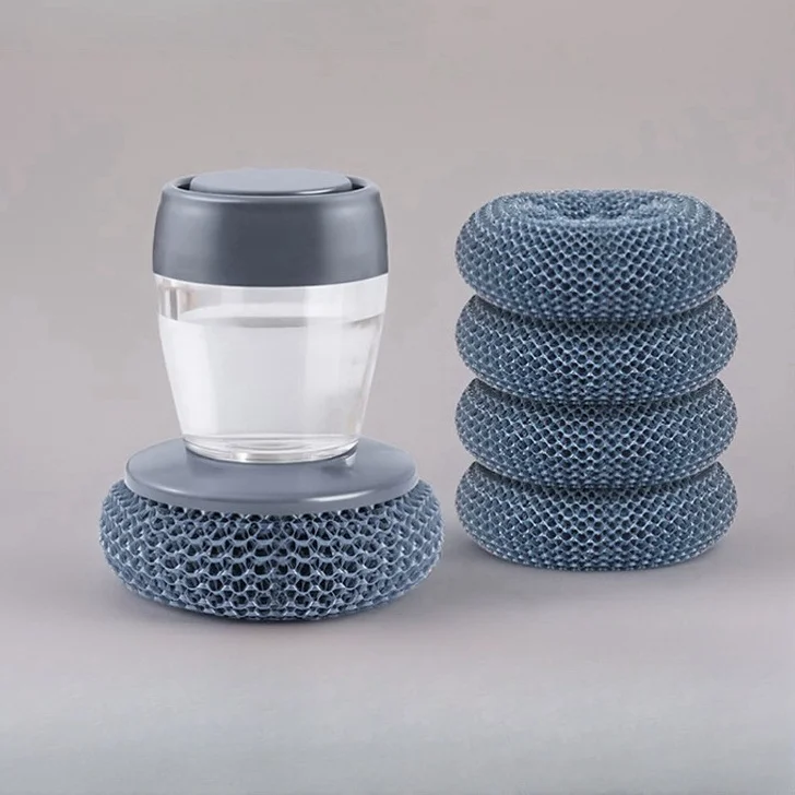 Automatic Liquid Dispenser Pot Dish Washing Brush Cleaner Palm Sponge Dish Cleaning Brush  Kitchen Soap Dispenser Brush