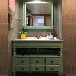 American bathroom cabinet oak solid wood wash basin combination bathroom