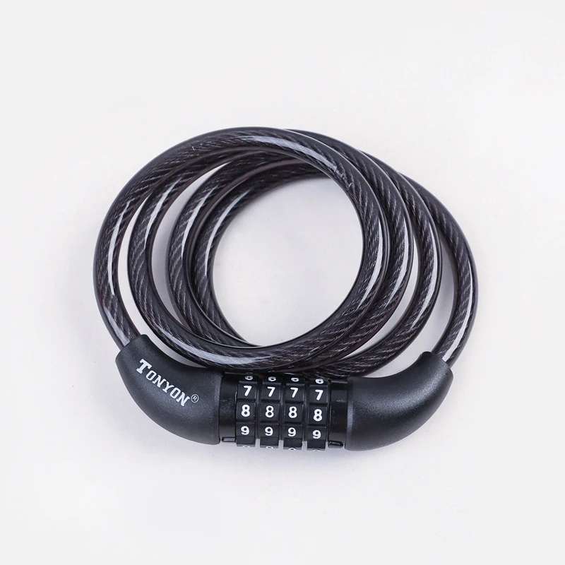 Tonyon Portable mini bike lock anti theft and 4 Digital Code password bicycle cable locks with combination