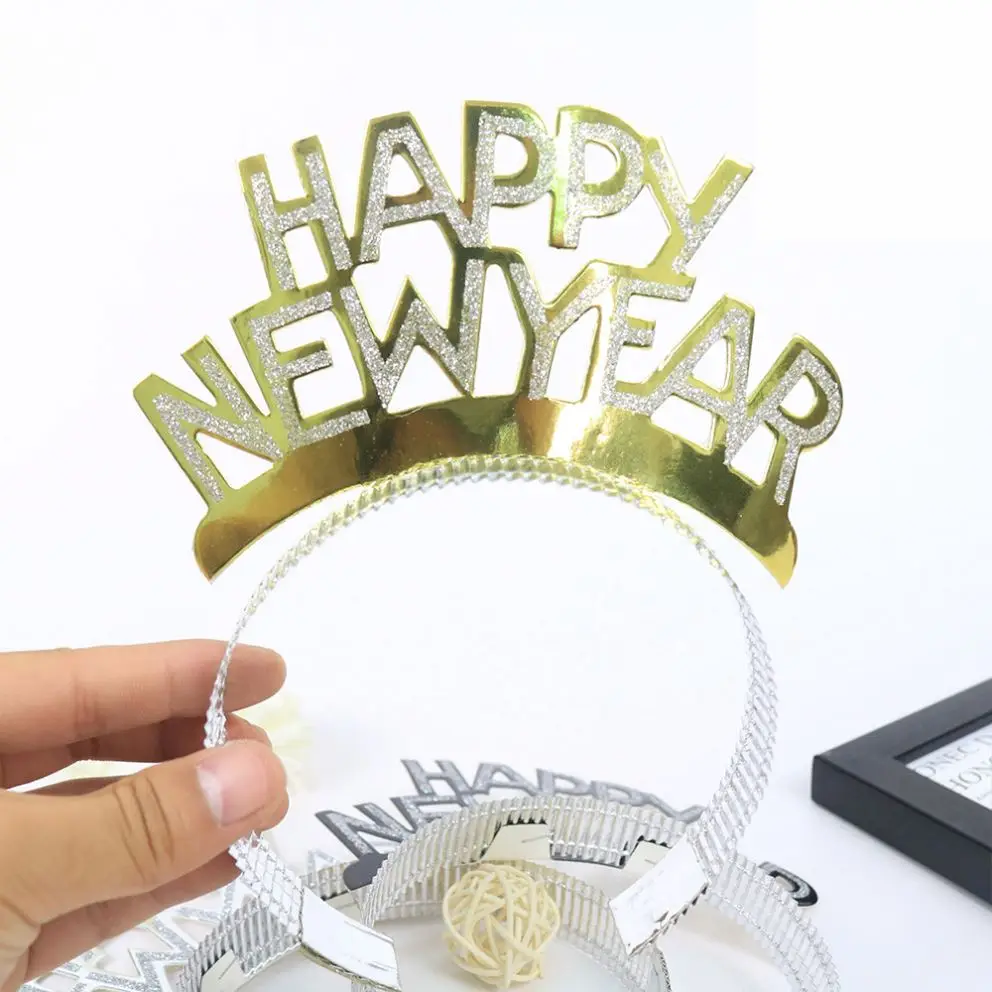 New Creative Happy New Year Headband Decoration Golden Festival Headwear Party Supplies Decorative