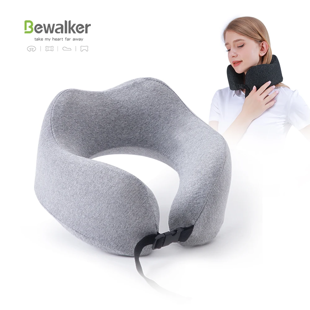 Bewalker Memory Foam U-shaped roll-up portable Travel support Custom Camping Neck Pillow Travel Kit Airplane Pillow