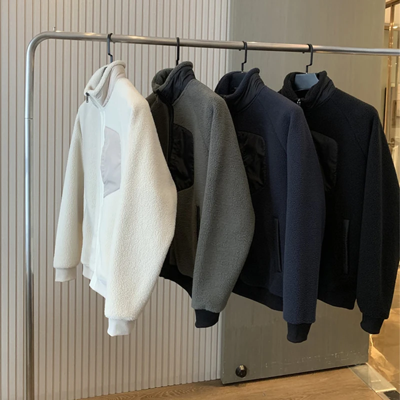 new outdoor soft sherpa jacket mens winter warm sherpa varsity fleece jacket for men