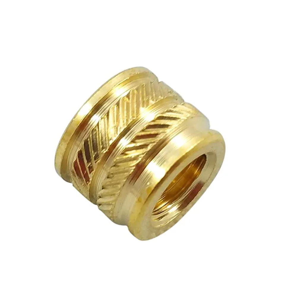 Brass fastenersMass Production Knurled Heat Staking Threaded Inserts H62 Brass Insert Nut M5 Heat Set Threaded Inserts