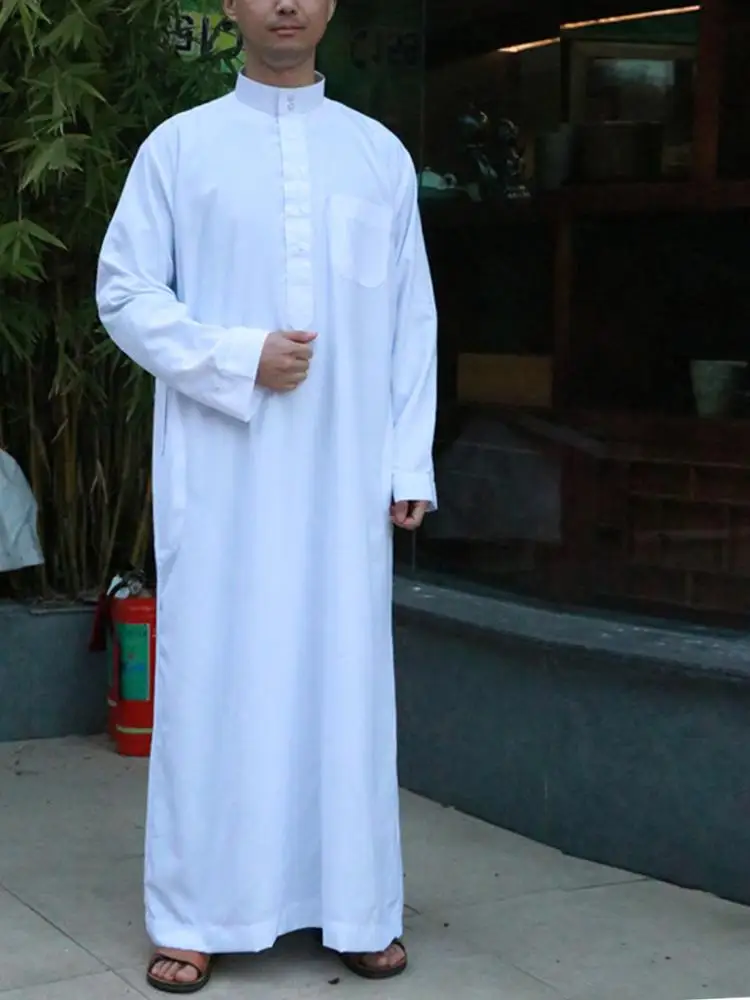 wholesale islamic men white clothing thobe arab design daffah thobe