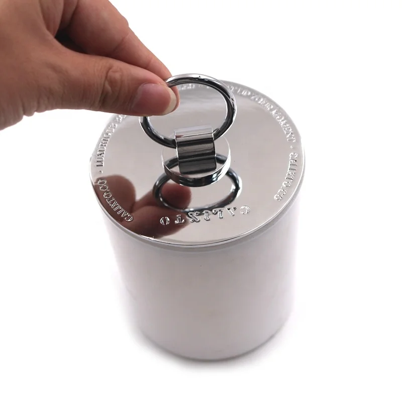 New design High quality custom logo gold silver color metal zinc alloy candle glass jar cup lid with ring