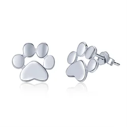 Lovely pet dog paw print S925 sterling silver personality earrings for girls