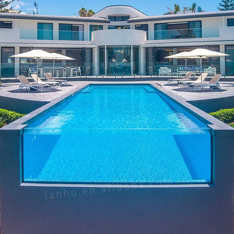 Manufacturer Custom 120 mm Transparent sheet panel wall Acrylic Infinity Swimming Pool for Villa hotel resort