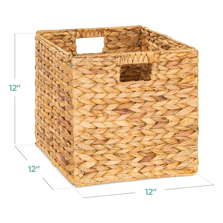 Квадратная плетеная складная корзина для хранения натурального гиацинта, складные кубические корзины для белья