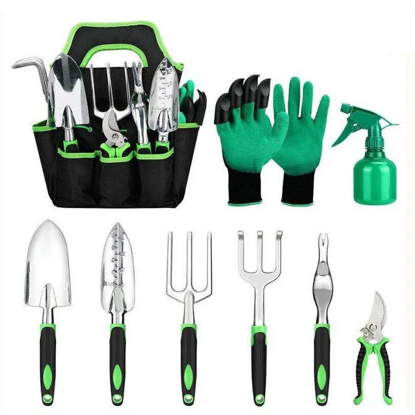 Gardening Hand Tools Combination Hardware Toolbox Weeder Rake Shovel Trowel Rake Hoe Shovel Garden Tool Set With Wooden Handle