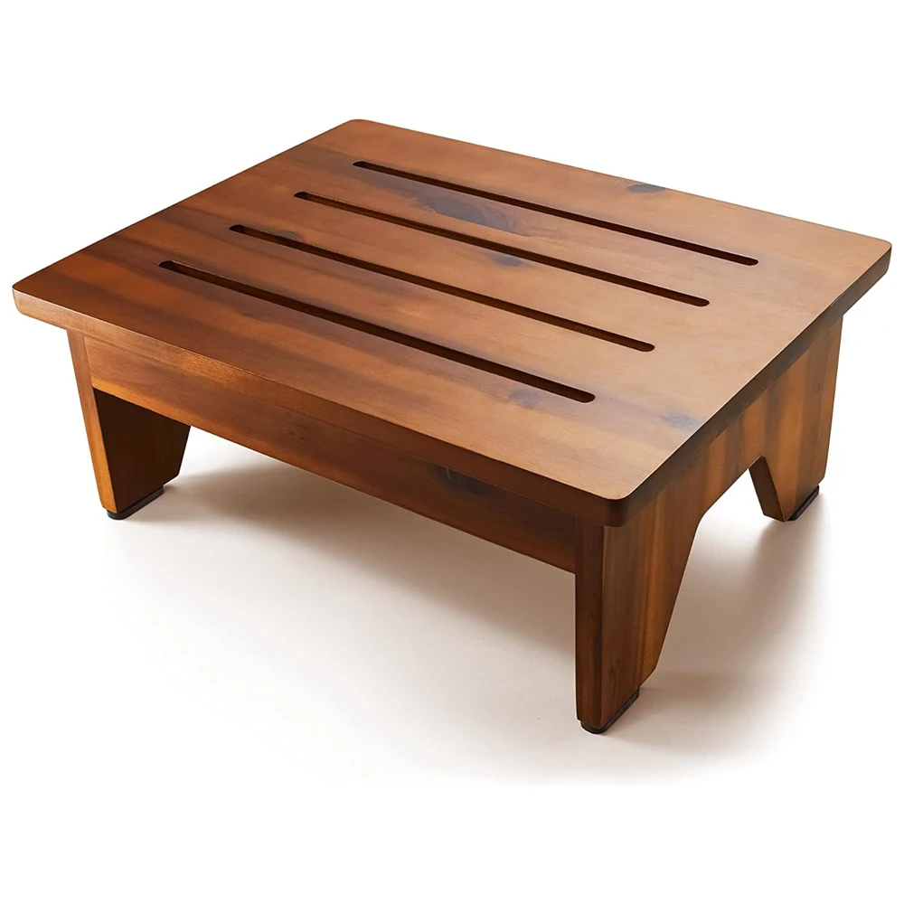 Living Room Antique One Acacia Wood Step Stool for Adults Seniors for Adults Seniors