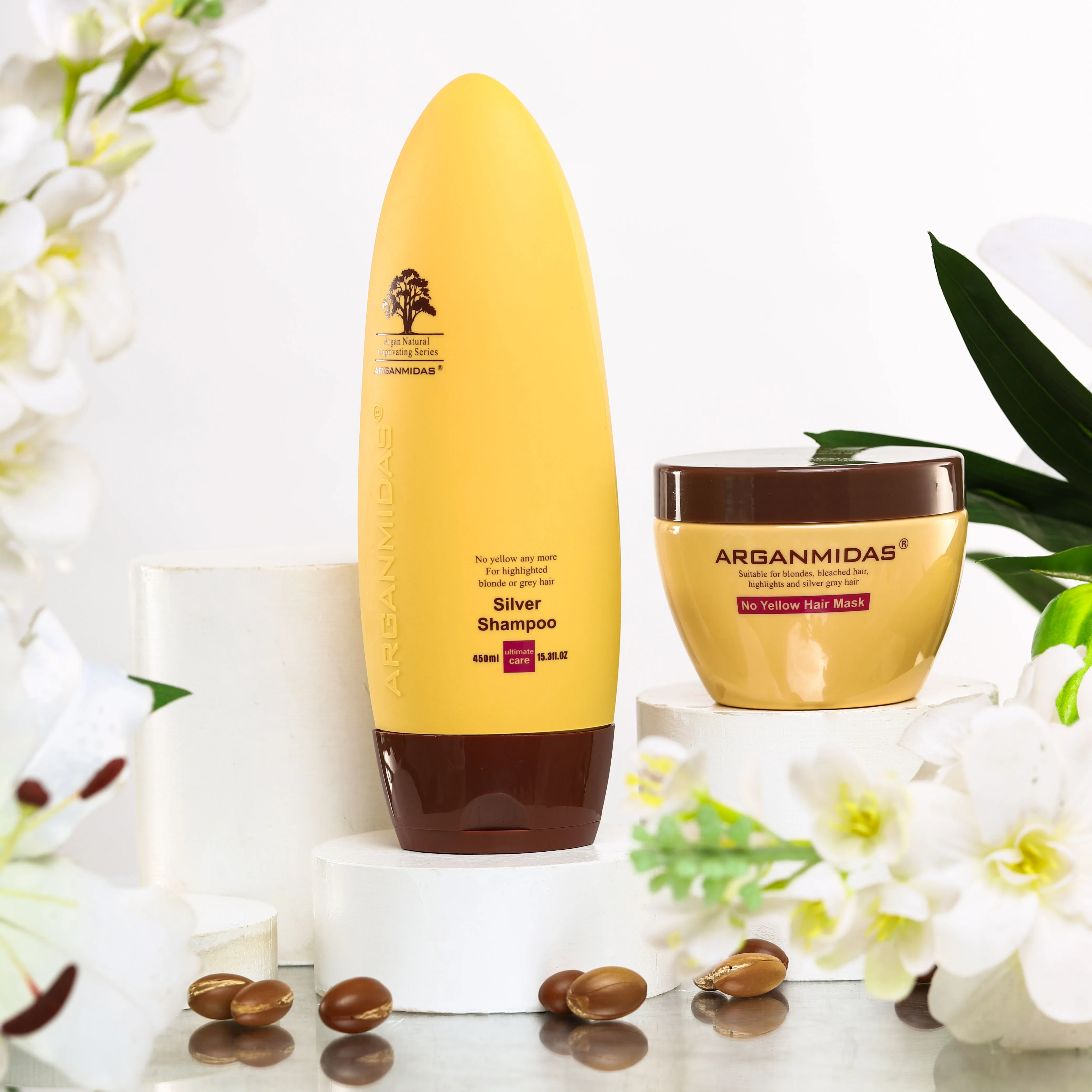 Arganmidas Professional Hair Dye Treatment No Yellow Any More Anti Brassy Purple Silver Shampoo For Blonde Hair