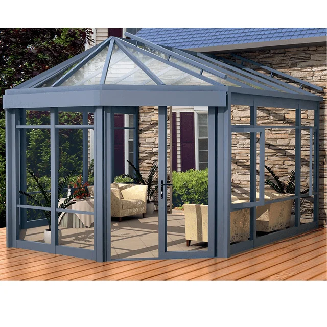 Custom Four season outdoor roof aluminum sun house sun rooms glass houses for garden