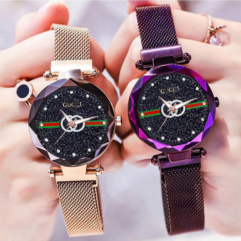 
2021 Fashion Luxury Starry Sky Quartz Woman Watch Shiny Diamond Dial Decorative Ladies Watches 