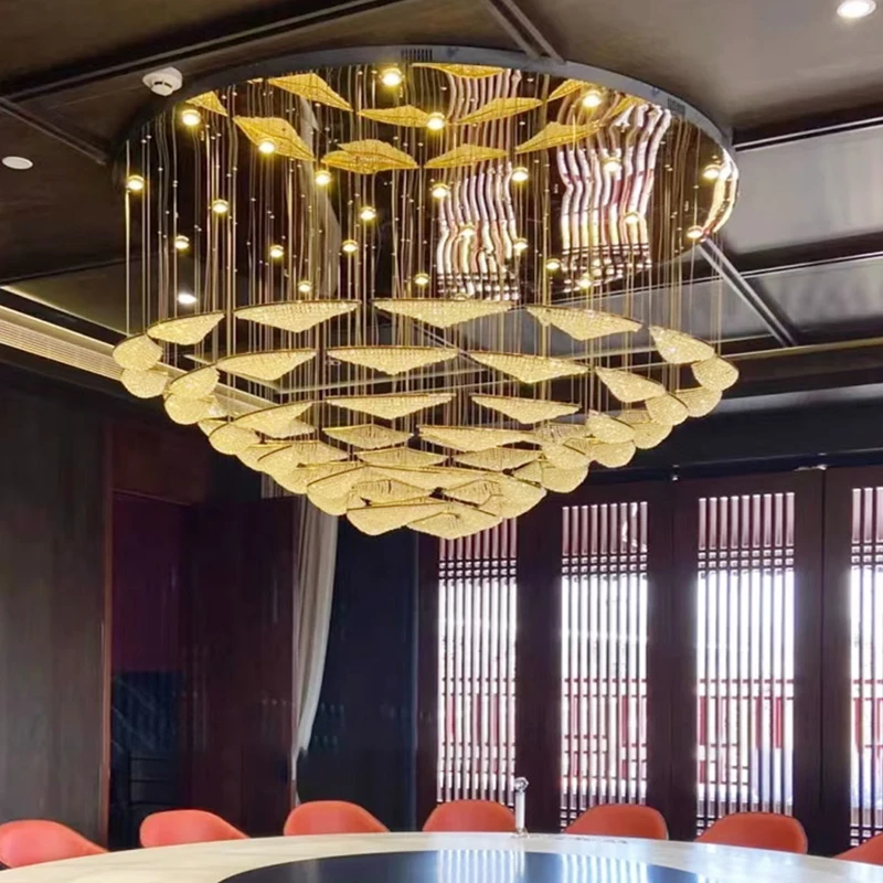 Лобби отеля вилла окрашенное муранское стекло искусство кленовый лист красочный роскошный подвесной светильник декоративная люстра