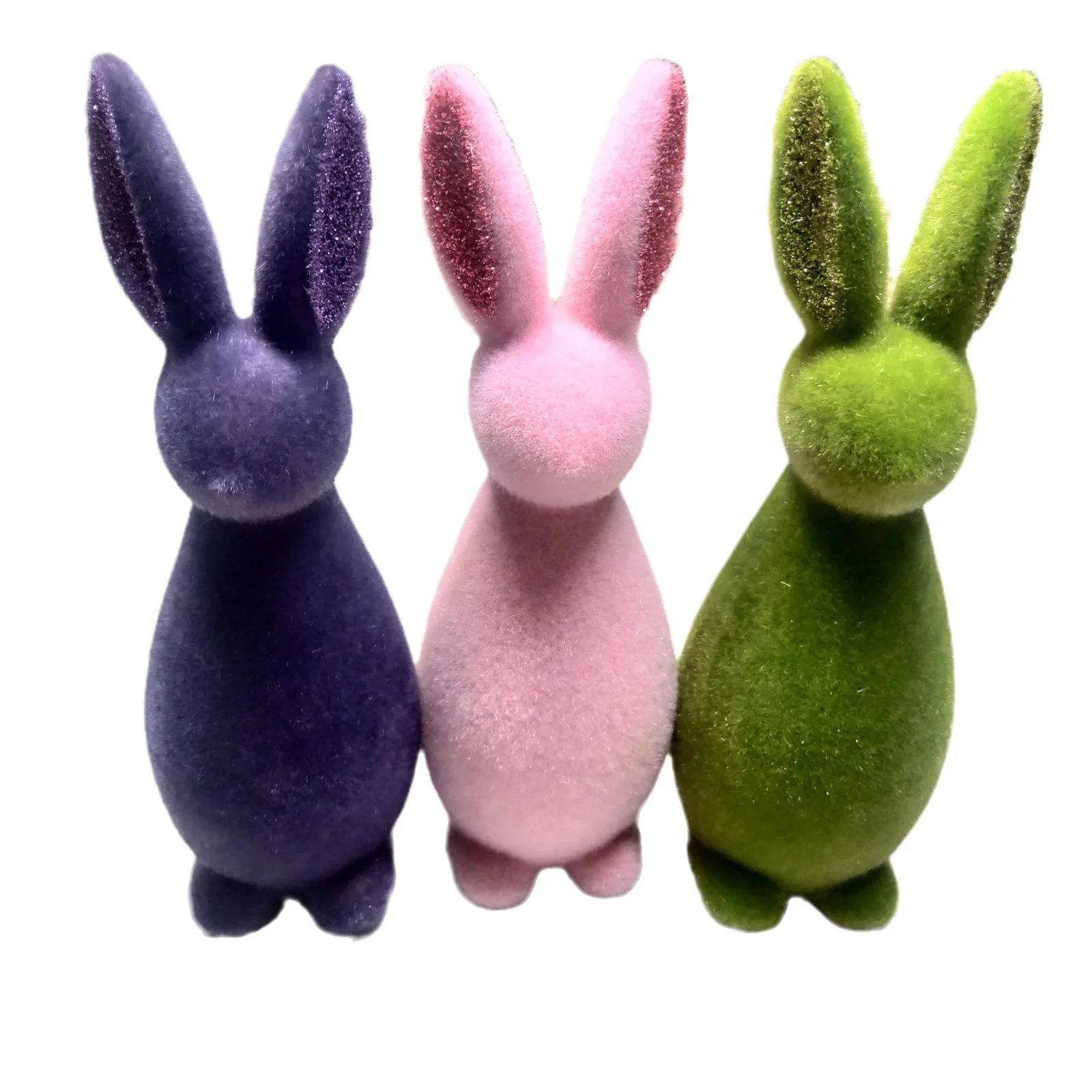 Easter decorations in the shape of bunny and eggs with flocked and glittered effect in Europe and the United States gifts