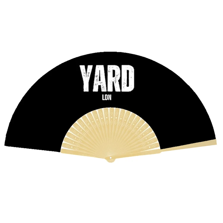 Promotional bamboo paper fabric custom printed folding hand fan