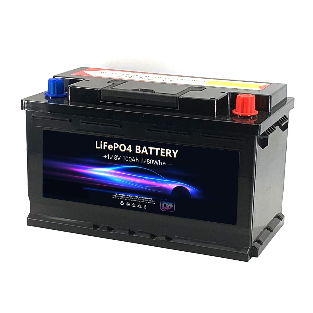 low maintenance 100Ah LiFePO4 Car Start Battery Start-stop high cranking Amps 10 years life LFP car battery