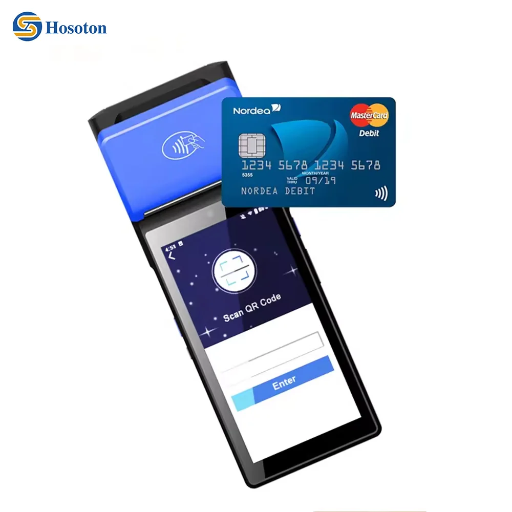 Высококачественный портативный принтер для ставок на Android 12 4G NFC мобильный Pos-аппарат со встроенным принтером V510