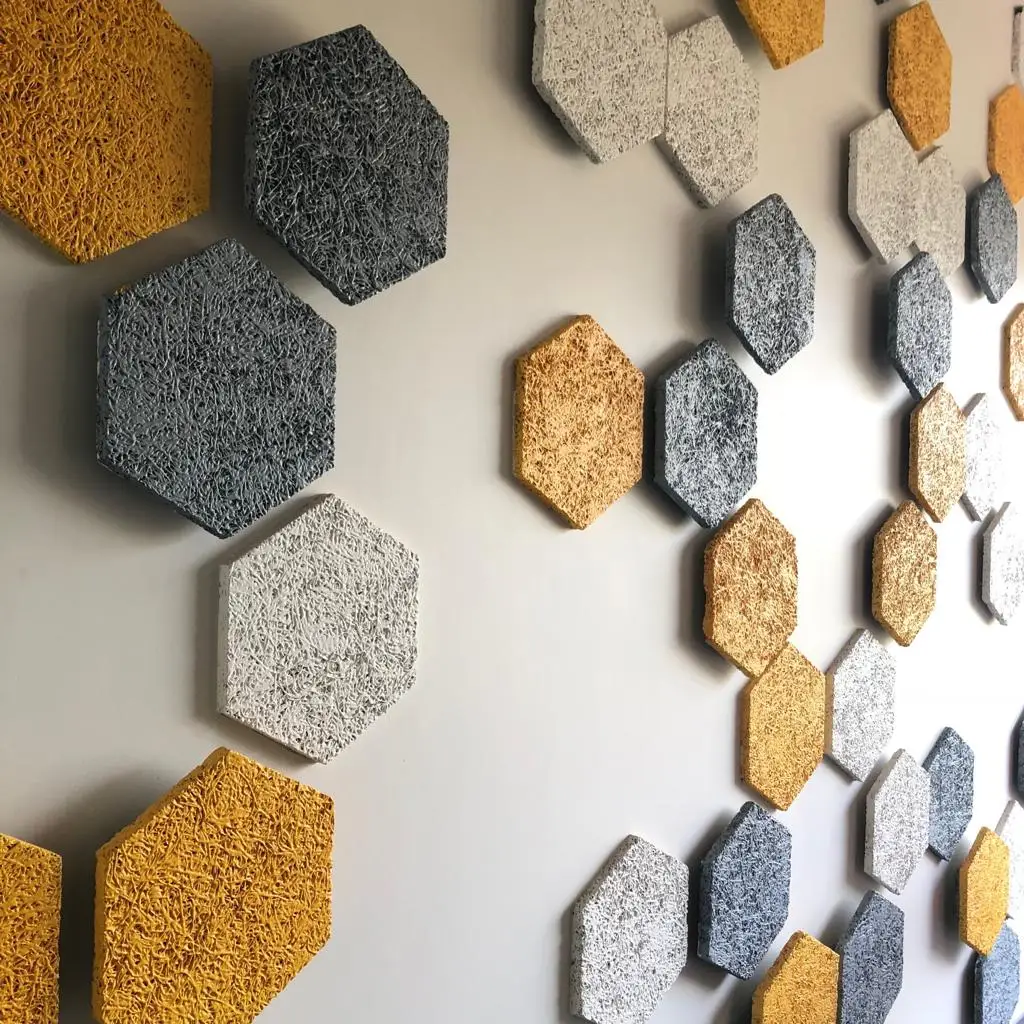 ACOUSTIC Wood Wool Acoustical Ceiling High Quality Acoustic Absorption MDF Wooden Absorbing Hexagon Sound Proofing Panel