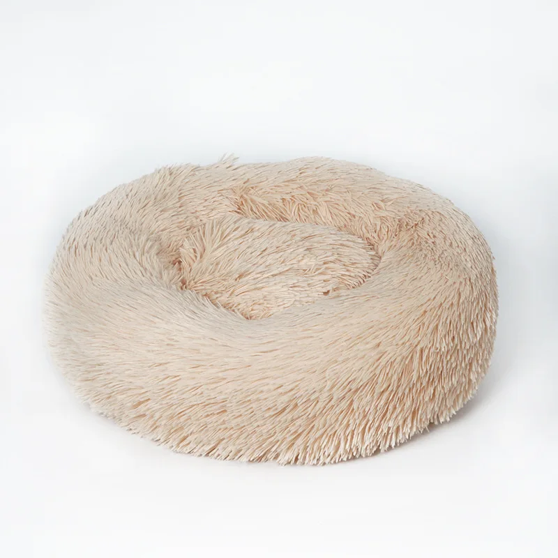 
Free sample Durable Popular style custom size plush round donut style pet dog cat bed 