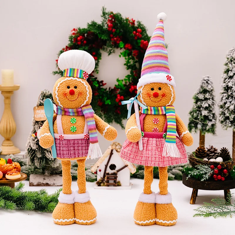 NEW Cartoon Christmas Doll Pink Christmas Adjustable Size Gingerbread Shop Window Show Cute Design Colorful Santa Toy
