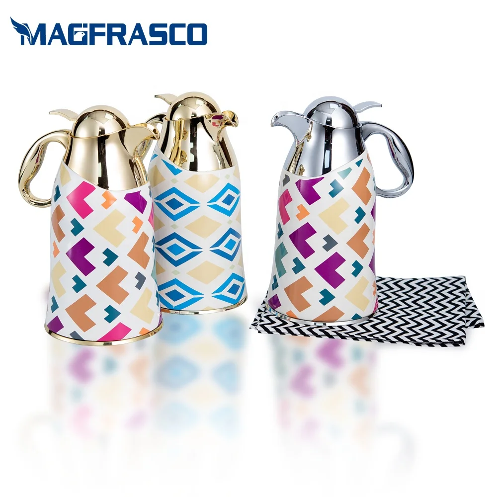 Gold Plated Custom Luxury Design Thermal Insulation Arabic Thermos Tea Coffee Pot with Glass Refill
