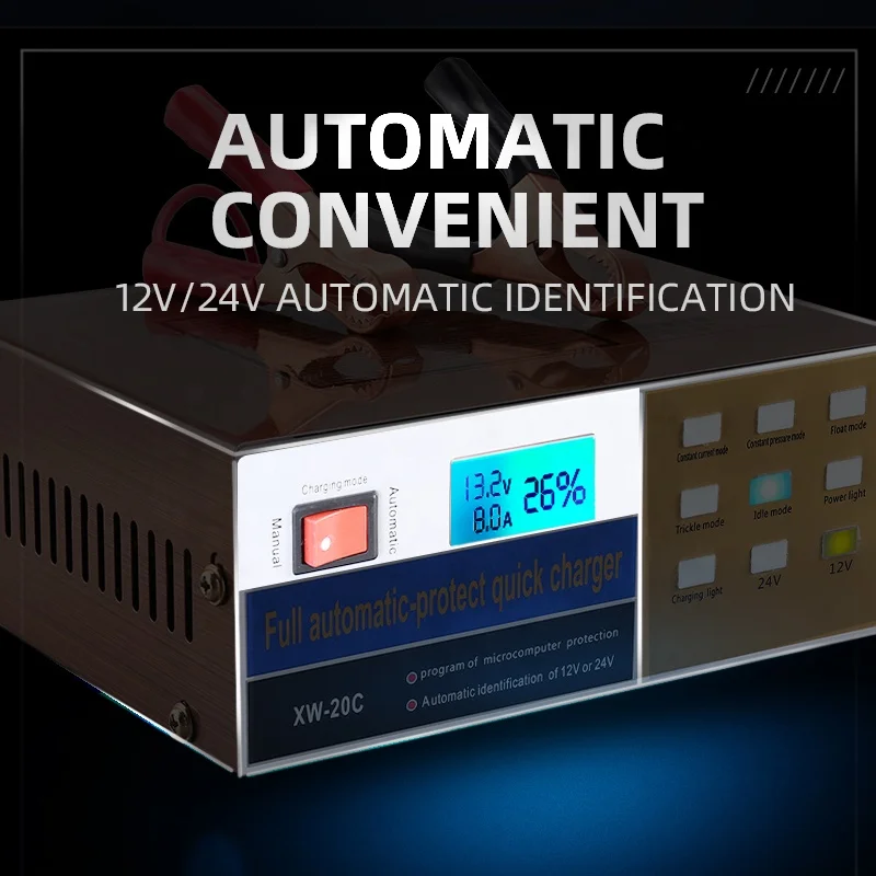
Popular Manual and Automatic Lead Acid Car Battery Charger 12v24v GEL 