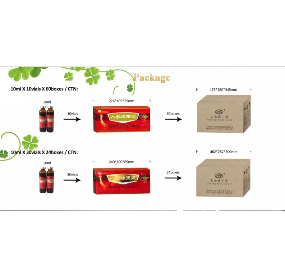 Korea royal jelly red ginseng oral liqud  quality nutritional supplement wholesale 10ml