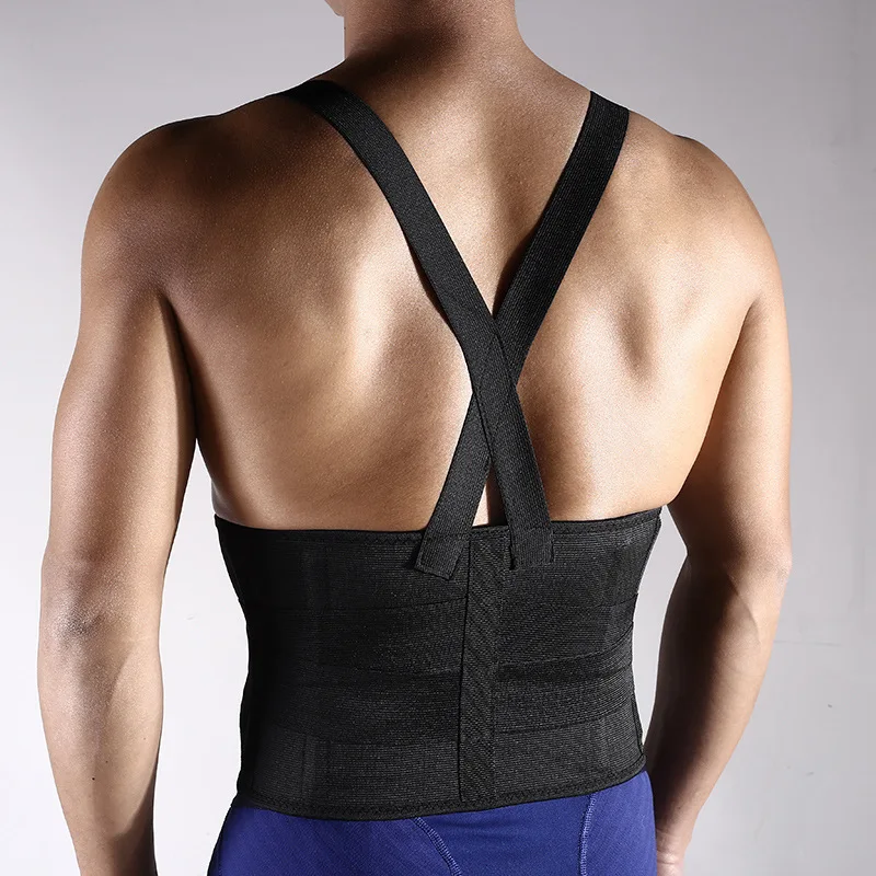 Industrial Work Adjustable Lumbar Support Belt Back Brace Support with Suspenders