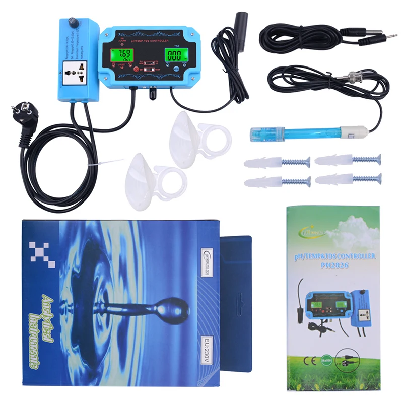 
Professional High Precision Water Quality Tester 3 in 1 Online PH TDS TEMP Monitor Meter PH Controller 
