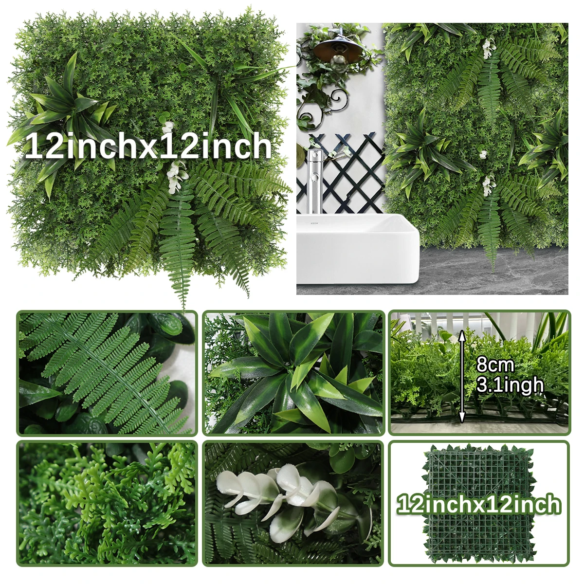 FXP172-30 2024 New Products Lawn Decor 30*30cm Artificial Plants Walls For Garden Decoration