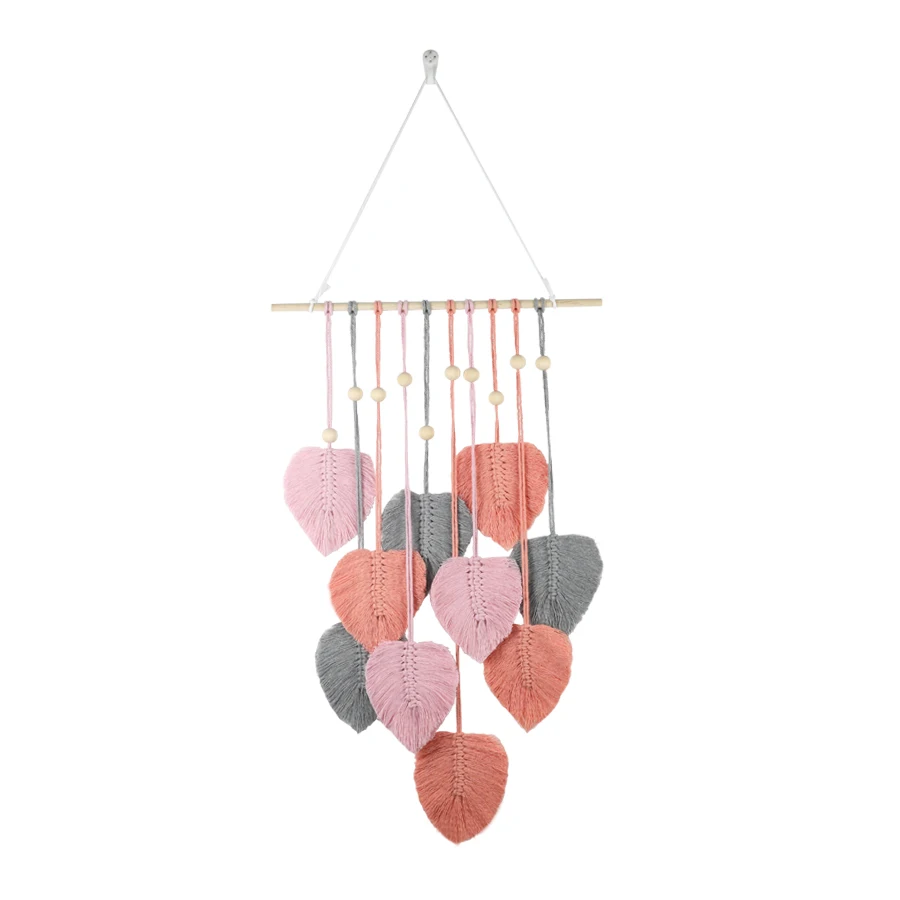 Handmade Art Wall Hanging Leaves Cotton Rope Bohemia Tapestry Home Decoration Braided Hand Woven Hanging Ornament Room