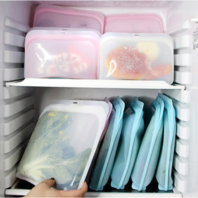 BPA Free Silicone Pouch Food Storage Bag Airtight Food Containers Reusable Ziplock Bags For Storing Sandwich, Snack and Liquids