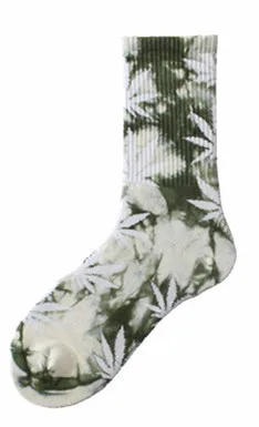 Professional design  Custom Colorful Jacquard leaf socks hip hop street sport wear hemp socks