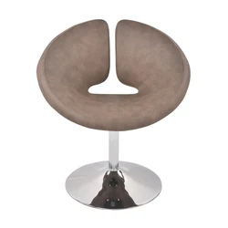 Cheap Brown Leather Modern Industrial Lounge Dining Chairs Adjustable Bar Stools Round Seat With Metal Base For Dining