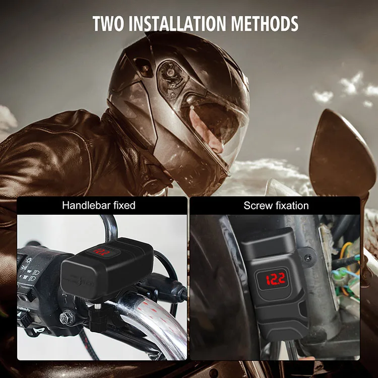 Bike Phone Charger Waterproof Usb Port Motorcycle Charger 6.4A Charger With Voltmeter